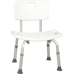 Or8 Wellness OR8 Bath Chair Shower Stool Lightweight Rustproof Aluminum Frame Non-Slip Feet Padded Seats Perforated Top and Back Rest