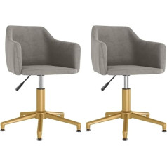 Vidaxl Dining Room Chairs, Set of 2, Rotatable Height Adjustable, Kitchen Chair, Dining Chair with Armrests, Swivel Chair, Dining Room, Light Grey Velvet
