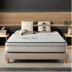 Naturalex - Spring Mattress 160 x 190 cm - Visco-Carbon - Medium Firm - Blue Latex with Activated Carbon - Viscoelastic HR - Hybrid - Anti-Stress - 7 Zone Mattress - Height 24 cm - Oeko-Tex Certified