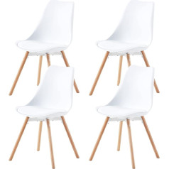 Buybyroom Dining Room Chairs Set of 4 Upholstered Chairs Kitchen Chairs with Solid Wood Seat Backrest for Dining Room Living Room Bedroom Conference Room White