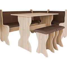 Mirjan24 Thomas Corner Bench Group Consists of Kitchen Corner Bench, Table, 2 x Stools, Dining Room Bench (Sonoma Oak + Alfa 08)