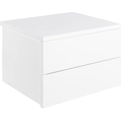 Ac Design Furniture Asta Bedside Table with 2 Drawers in White, 1 Piece, W: 37 x H: 24.6 x D: 32 cm, Small Wall Mounted Bedside Cabinet, Handle-less Wall Shelf for Bedroom, Modern Bedside Cabinet, White