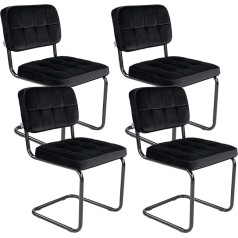 Kick Collection Set of 4 Ivy Dining Room Chairs - Black - Modern and High Quality - Velvet and Metal - Available in Many Colours