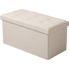 WOLTU Stool with Storage Space, Bench, Foldable Chest, Storage Box with Removable Lid, Padded Linen Seat, 76 x 37.5 x 38 cm, Cream White, SH10cm-1
