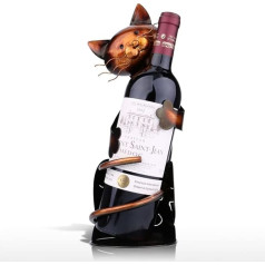 Kavolet Metal Wine Bottle Holder, Cat Shape Wine Bottle Holder, Metal Wine Tray, Practical Sculptures for Indoor Decoration, Cat Craft, Home Decoration