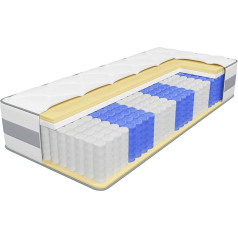 Homavo Mattress 90 x 200 cm, H3 Medium Hardness, Spring Mattress, Luxury Mattress, Orthopaedic 7-Zone Mattress Height 25 cm, Oeko-Tex Certified, Produced according to German Quality Standard,