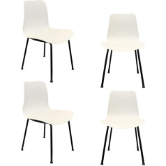 U2Pick Dining Chairs, Dining Chairs, Set of 4, Modern Retro Chairs for Dining Room, Home, Office, Plastic Chairs, Armless Chairs with Metal Legs, Max Load Capacity up to 150kg (White)