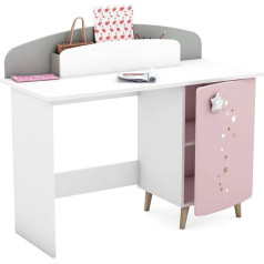 Habeig , Children's Desk, Sky Stars, Children's Table, Princess, Mirror, Door, Dressing Table, Children's Furniture (Pink/White)