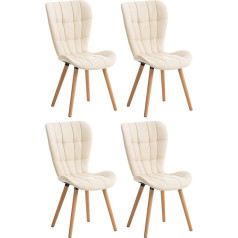 CLP Set of 4 Elda Dining Room Chairs with Upholstery and Faux Leather Cover I Recliner Chairs I Upholstered Chairs, Colour: Cream