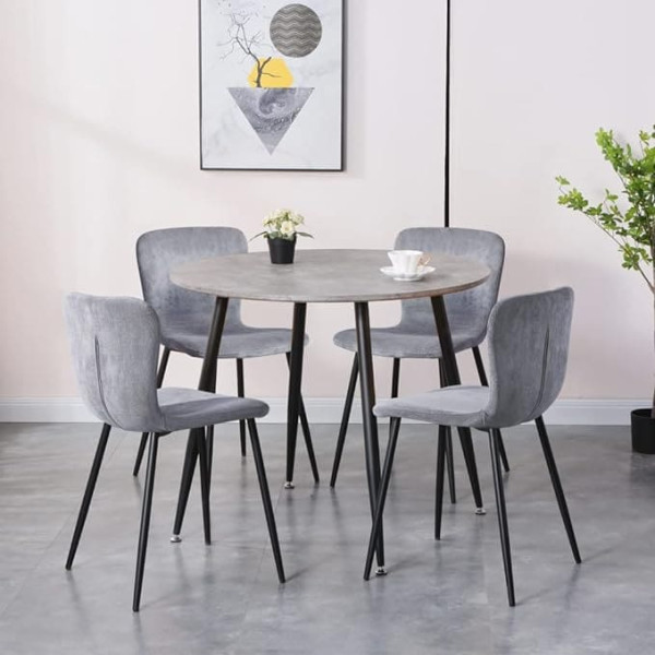 Goldfan Dining Table Round Retro Design Round Dining Table for Living and Dining Room Suitable for 4 People Grey 80cm