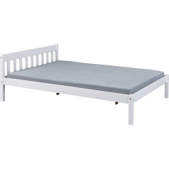 Inter Link Vilmar Wooden Bed - Solid Wood Bed - Double Bed - Guest Bed Frame - Solid Pine Wood - Painted White - 2 Lying Surfaces - 140 x 200 cm - Without Slatted Frame
