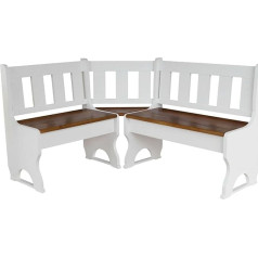 K Koma Corner Bench Solid Pine Wood White Untreated (140 x 140)