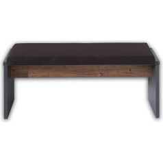 Stella Trading Mediana Bench in Havel Oak Cognac Look, Graphite Matt, Comfortable Bench for Your Living Room and Dining Room - 126 x 48 x 40 cm (W x H x D)