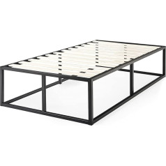 ‎Zinus Zinus Joseph Metal Bed 46 cm | Mattress Topper | Wooden Slatted Frame | Under Bed Storage | 90 x 190 cm | Black