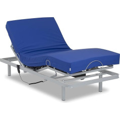 Gerialife Joint Bed with Viscoelastic Mattress, Waterproof (105 x 190 cm), Metal, Grey, 105 x 190 cm