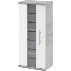 Schildmeyer Nitro 136989 Wall Cupboard, Wood Material, Stone Grey/White Matt, 30.3 x 20.5 x 70.8 cm