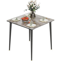 Fativo Dining Table Grey Kitchen Table, 80 x 80 cm, Scandinavian Dining Room Table with Metal Table Legs, Dining Room Table for Dining Room, Kitchens