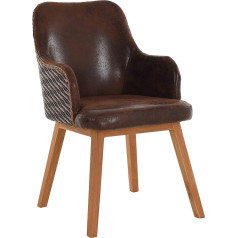 Korb-Outlet korb.outlet Wave Upholstered Armchair, Lounge Chair, Dining Room Chair with Armrests, Padded Armchair, Wooden Legs Made of Loom (Brown)