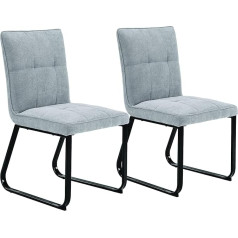 Byliving Talea Dining Chair Set of 2 Kitchen Chairs Metal Light Grey W46 H86 D55cm