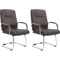 CLP Set of 2 Attila Cantilever Chairs with Metal Frame and Armrest, Office Chairs with Fabric Cover, Padding and 180 kg Load Capacity, Colour: Dark Grey