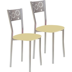 Astimesa SCPRBE Two Kitchen Chairs, Metal, Beige, Altura de asiento 45 cms