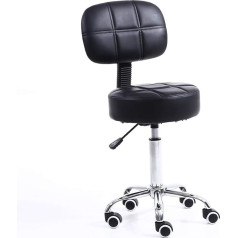 Kktoner Office Stool with Backrest Height Adjustable 50 - 64 cm PU Leather Black