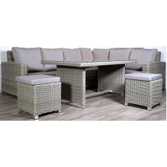 Kobolo Diningmöbel Lounge Furniture Corner Bench Including 2 Stools and 1 Table Polyrattan Brown