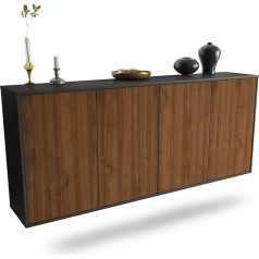 Dekati Sideboard Lakewood Hanging (180 x 77 x 35 cm) Body Anthracite Matt - Front Wood Design Walnut - Push to Open