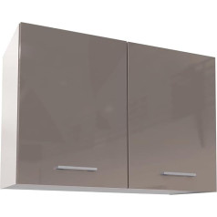 Berlioz Créations Berlioz Creations PRIMA PG8HPT Wall Cabinet for Kitchen, 2 Decorative Doors in Glossy Taupe, 80 x 33.3 x 55.4 cm, 100 Percent Made in France