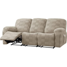 WWQQKJ Relax Recliner Chair Cover, 4 Pieces, Stretch Jacquard Armchair Cover, Universal Armchair Cover, Sofa Cover with Bag, Removable and Washable, Non-Slip (Color : Brown, Size : 3 Seater)