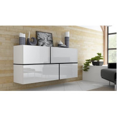 Goya Moebel24_Pl Goya Hanging Chest of Drawers Sideboard Wall Cabinet White High Gloss