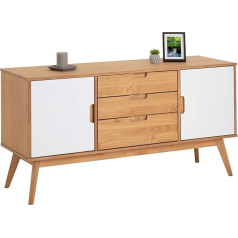 Idimex Tivoli Sideboard in Scandinavian Design Nordic Style Solid Pine 2 Doors and 3 Drawers Stained / White