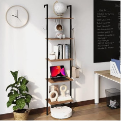 Vedecasa 5-Tier Ladder Shelf, Bookcase, Against Wall, Open Shelves for Home Office, Wall Shelf with Metal Frame for Living Room, Kitchen, Bedroom, Bathroom