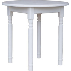 K Koma Round Pine Table Dining Table Kitchen Table Eco Restaurant White (80 cm)
