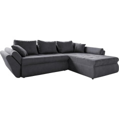 Delife Couch Loana Graphite 275 x 185 cm Corner Sofa Sleep Function Ottoman Variable