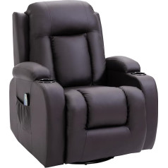 Homcom Massage Chair, TV Chair, Relaxing Chair with Heat Function, TV Chair with Reclining Function, Recliner Chair with Remote Control, Cup Holder, Coffee Brown, 85 x 94 x 104 cm
