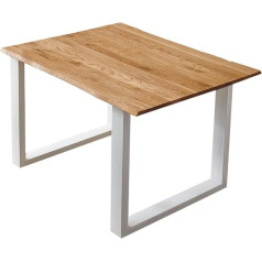 SAM Dining Room Table 80 x 80 cm Seattle Oak Wood Natural Colour White Metal U-Frame Wane Table Unique