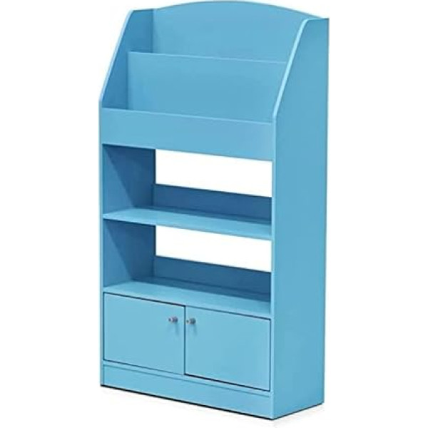 Furinno Children's Wooden Magazine Bookcase with Toy Cabinet, Light Blue, 24 x 24 x 110.01 cm