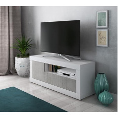 ‎Dmora Dmora Living Room TV Stand, Sideboard with Shelves and Shelves, Living Room TV Stand, 137 x 42 x 56 cm, White and Cement Colour