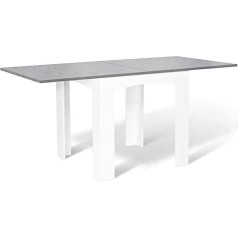 Idmarket – Esstisch, ausziehbar, Dona 6 – 8 Personen, Platte aus Beton, gewachst, 80 – 160 cm
