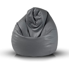 Ecopuf Faux Leather Bean Bag with Filling Material EPS Beads, Etterfest Sofa XL Children's Chair Adult Armchair Stool Pouf Children's Room Gaming Stool 70 x 110 cm