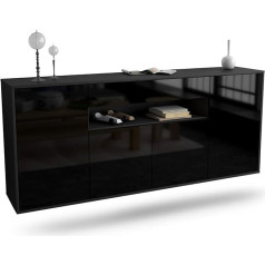 Dekati Lansing Hanging Sideboard (180 x 77 x 35 cm) Body Anthracite Matt - Front High Gloss Black - Push to Open - Smooth Running Rails
