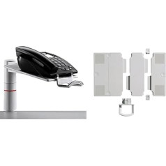 Novus PhoneMaster Desk Telephone Holder Light Grey, 26 x 17 x 14 cm & 7950902000 Extension Plates (Set of 2 to Enlarge the Support Plates) Light Grey