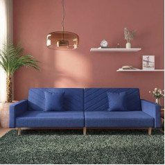 Gecheer 2-Sitzer Schlafsofa Schlafsessel Gästebett Chaiselongue Couch Sofa Bettsofa Polstersofa Loungesofa mit 2 Kissen Blau Stoff