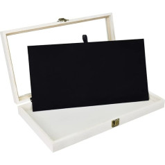 Mooca Wooden Jewellery Display Case with Tempered Glass Lid 14.5