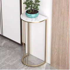 Konsolentisch, Konsolen-Foyertische für den Eingangsbereich, Eingangstische aus Kunstmarmor, Metallrahmen, moderner Halbrunder Blumentopftisch (Stil 2, 42 x 32 x 85 cm)