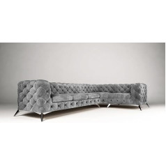 S-Style Möbel Maria Corner Sofa, 5-Seater Corner Sofa, Right Chesterfield Corner Sofa, Sofa for Living Room, Lounge Couch with Chrome-Plated Feet, Furniture, Freestanding Upholstery Sofas & Couches,