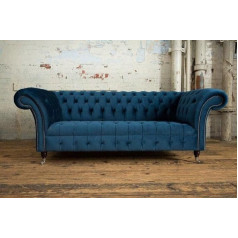 Jvmoebel Designer Sofa Couch Cushion XXL 3-Seater Big Sofas Couchen Leather Textile Blue