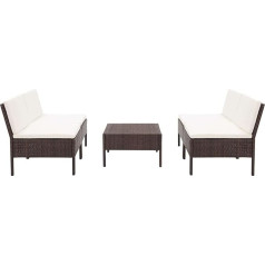 Camerina 5-Piece Garden Sofa Set with Cushions Poly Rattan Brown Living Landscape with Sleep Function