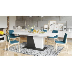 Mazzoni Noble Noir Designer Dining Table Extendible 160 to 218 cm Colour: Matte White / Anthracite Matt